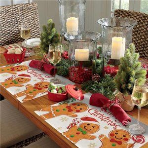 Set of 4  |  Gingerbread Man Placemats 12 x 18 Inches Merry Christmas